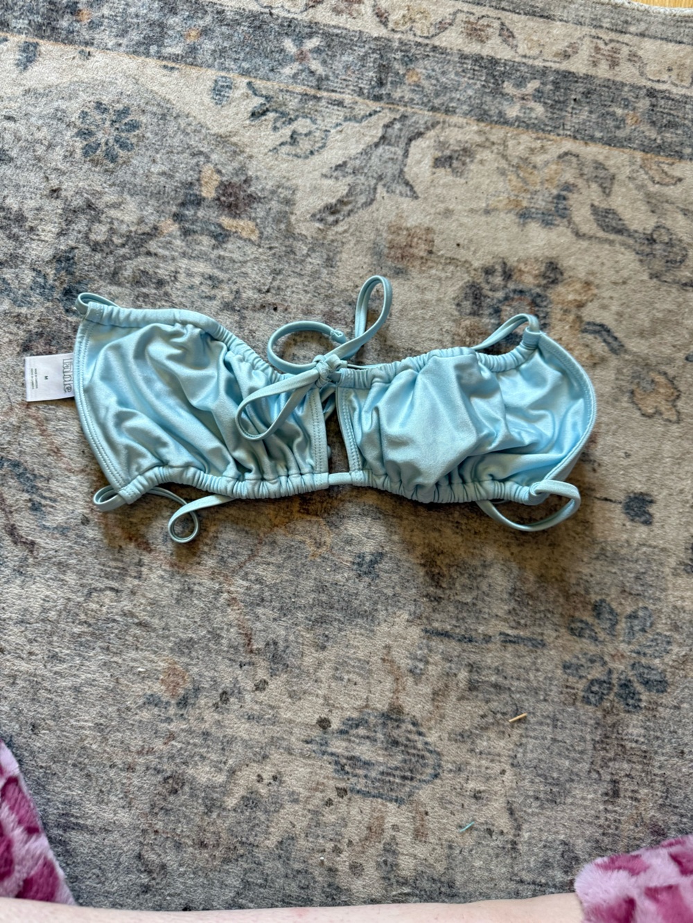 Light Blue Satin Bikini Top